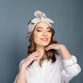 Opaska damska turban taupe.