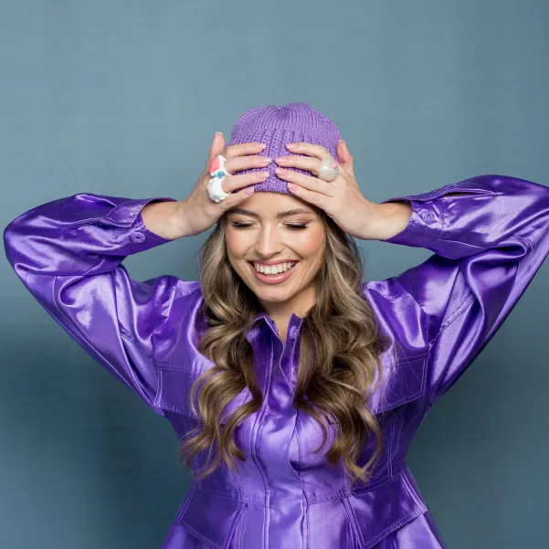 Czapka damska premium fiolet lila.