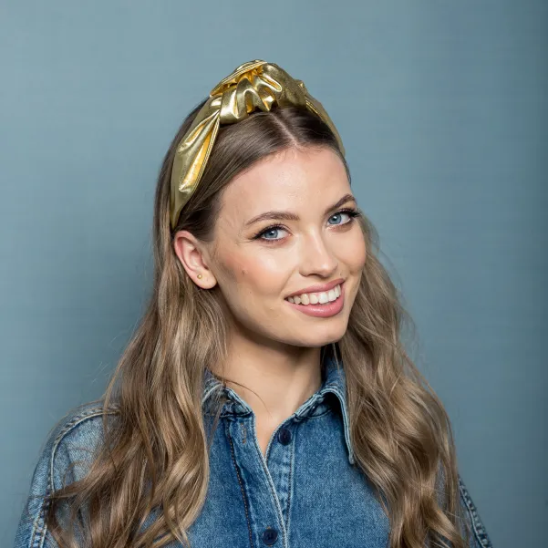 Złota opaska damska supeł.