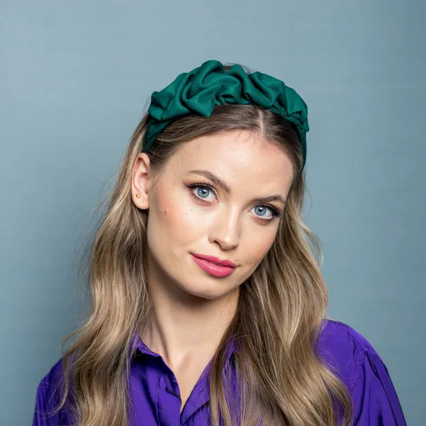 Opaska na włosy zielona z błyskiem.