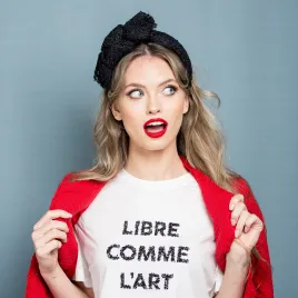 Gruba czarna tweedowa opaska z kokardą.