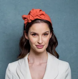 Kobieca opaska damska z kokardą letnia pomarańcza.