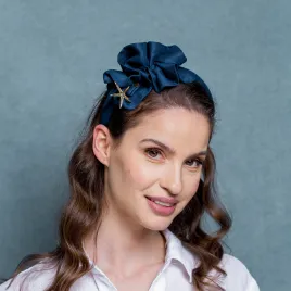 Lniana granatowa opaska z rozgwiazdą.