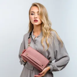 Torebka, nerka, kopertówka ze skóry brudny róż.