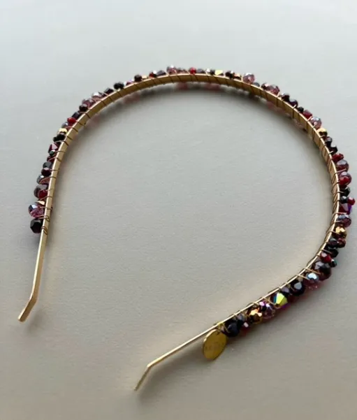 Biżuteryjna rubinowo- złota opaska damska.