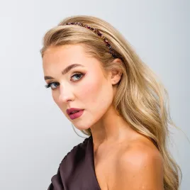 Biżuteryjna rubinowo- złota opaska damska.