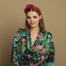 Amarantowa zdobiona opaska damska.