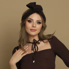 Muślinowa opaska twistband gorzka czekolada.