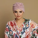 Turban do włosów bawełniany, muślinowy brudny róż.