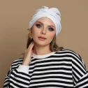Czapka turban do włosów bawełniany, biały