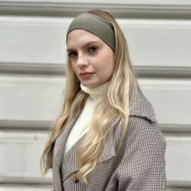 Gładka elastyczna opaska na głowę khaki