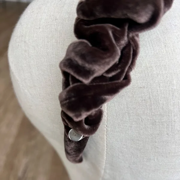 Burgudowa ozdobna opaska damska z aksamitu.