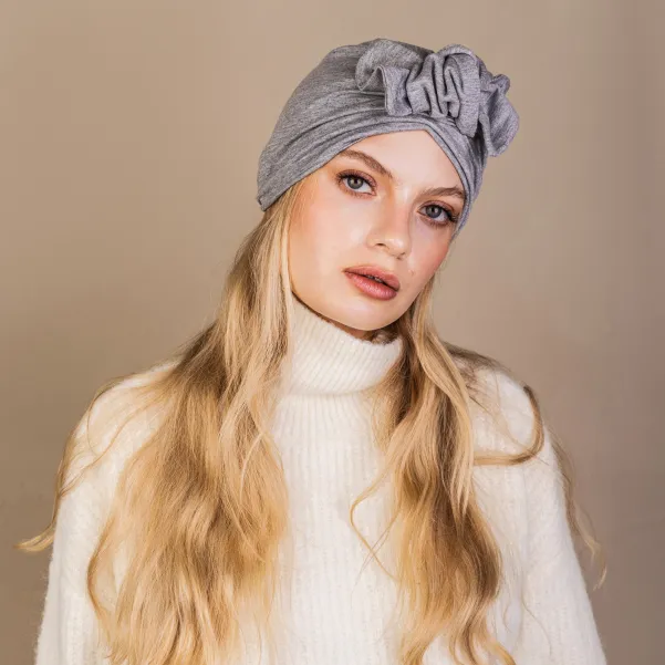 Uniwersalny szary turban damski do włosów