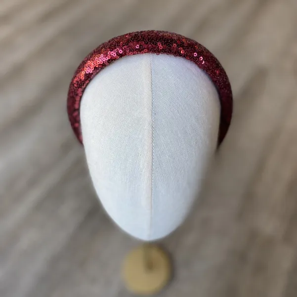 Burgudowa ozdobna opaska damska z aksamitu.