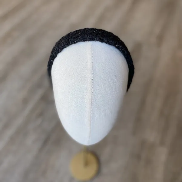 Tweedowa czarna opaska ozdobna