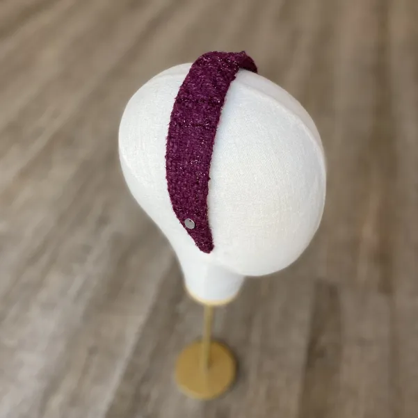 Tweedowa opaska ozdobna w kolorze ciemnego wina Tweedowa opaska ozdobna w kolorze ciemnego wina