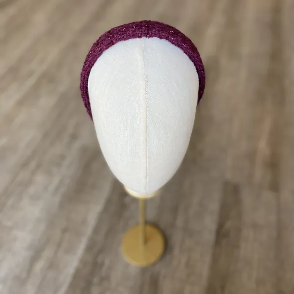 Tweedowa opaska ozdobna w kolorze ciemnego wina Tweedowa opaska ozdobna w kolorze ciemnego wina