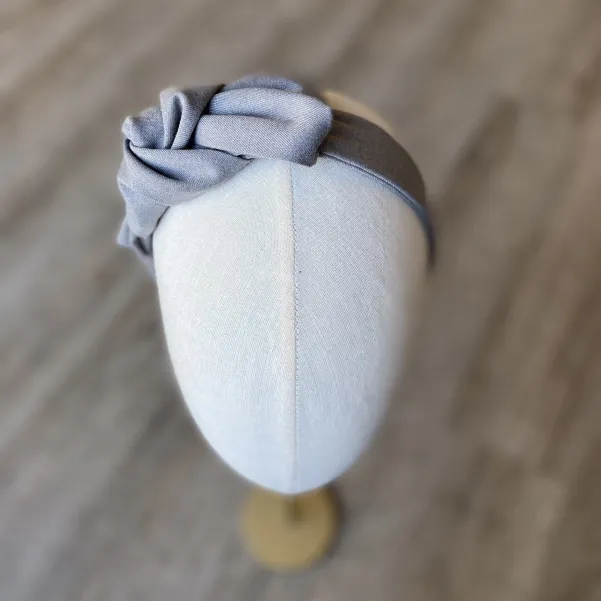 Kobieca opaska z kokardą szary melanż