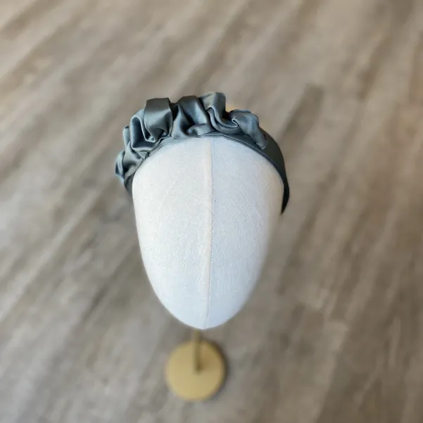 Elegancka opaska damska satynowa oliwkowa