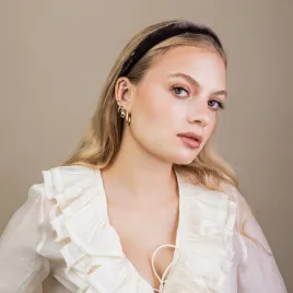 Burgudowa ozdobna opaska damska z aksamitu.