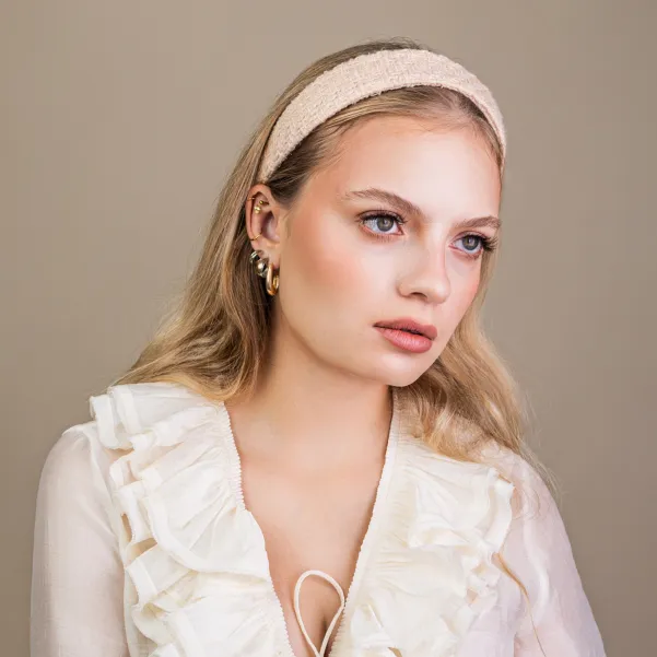 Tweedowa opaska ozdobna kremowa Tweedowa opaska ozdobna kremowa