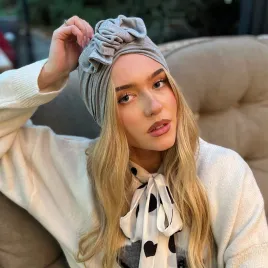 Uniwersalny szary turban damski do włosów