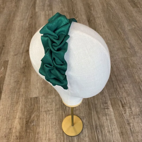 Opaska na włosy zielona z błyskiem.