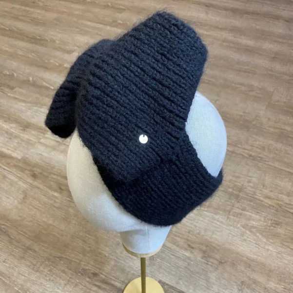 Szeroka zimowa opaska damska z kokardą czarna