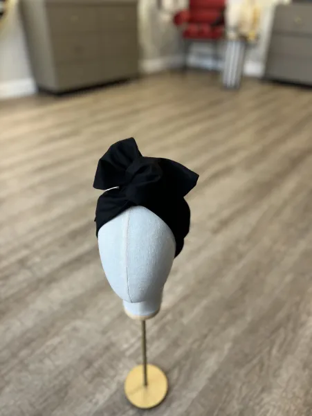 Lniana opaska twistband czarna.