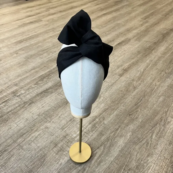 Lniana opaska twistband czarna.