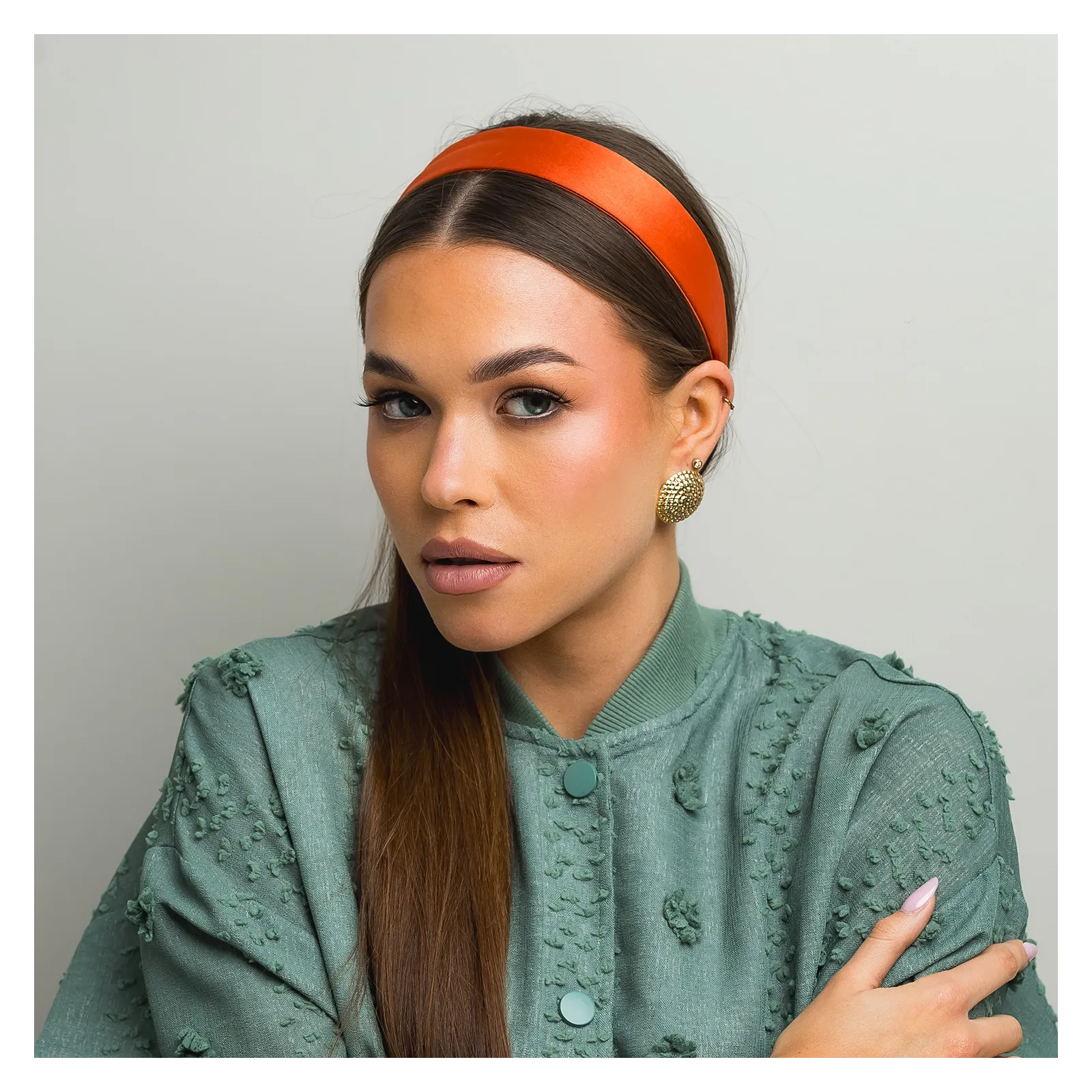 Sztywna gładka opaska satynowa soczysta pomarańcza.