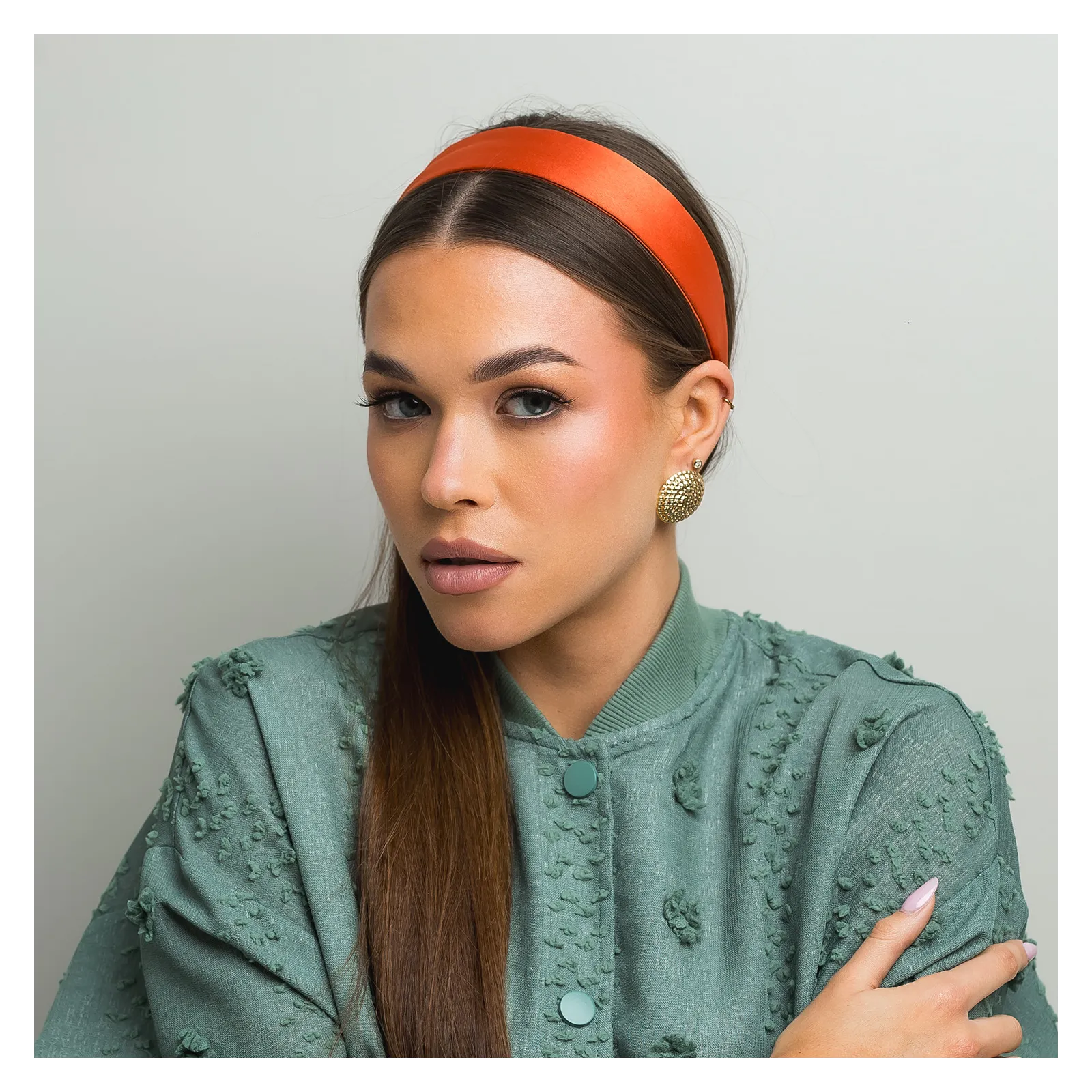 Sztywna gładka opaska satynowa soczysta pomarańcza.