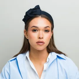 Granatowa opaska z kokardą