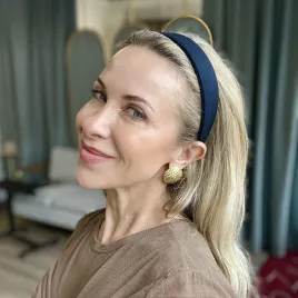 Granatowa klasyczna opaska z wiskozy.