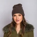 Cienka czapka wełniano-kaszmirowa brązowa