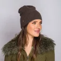Cienka czapka wełniano-kaszmirowa brązowa