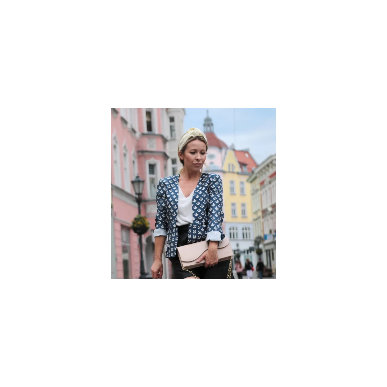 Modna opaska do włosów w kolorze mascarpone wanilii handmade.