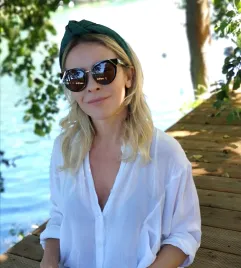 Modna opaska z wiązaniem z lnu butelkowa zieleń.