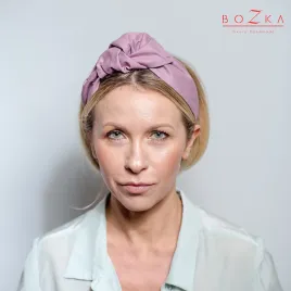 Modna opaska z węzłem brudny róż.