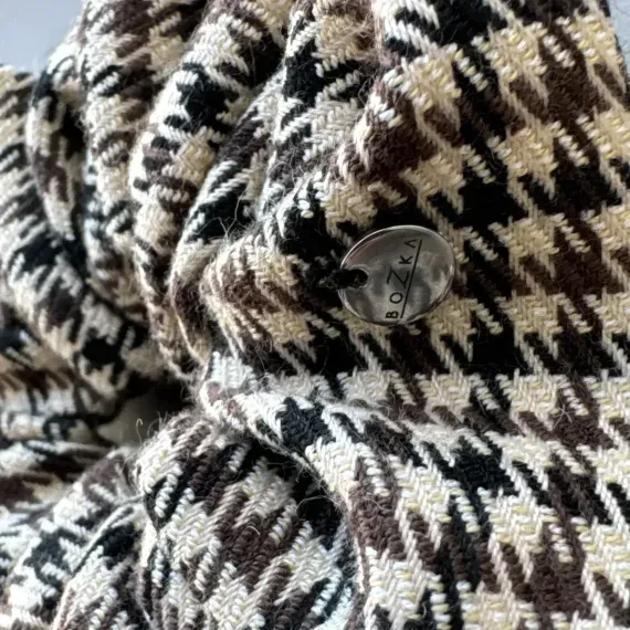 Mała gumka scrunchie w beżową kratę