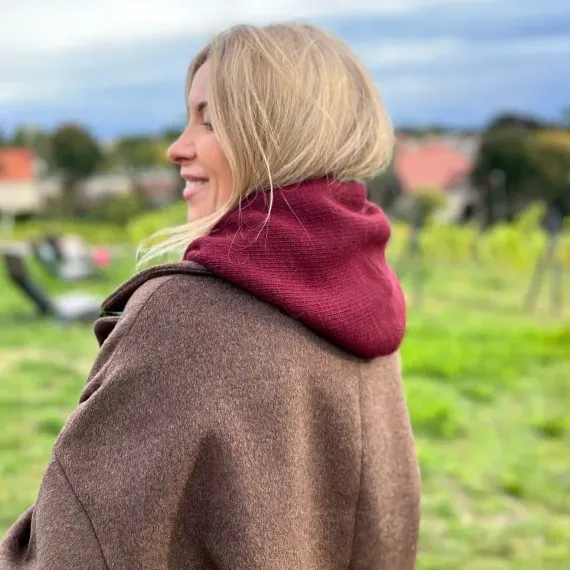 Balaclava z kapturem damska – bordo, wkładany