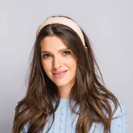 Kremowa opaska do włosów z tweedu