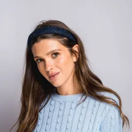 Tweedowa opaska do włosów granatowa