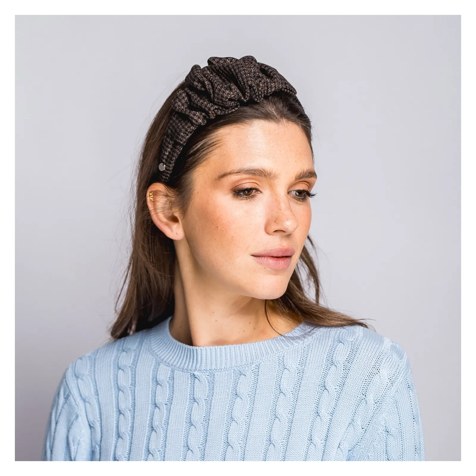 Opaska do włosów z marszczeniem w pepitkę