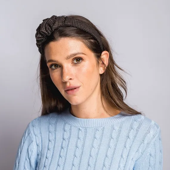 Opaska do włosów z marszczeniem w pepitkę