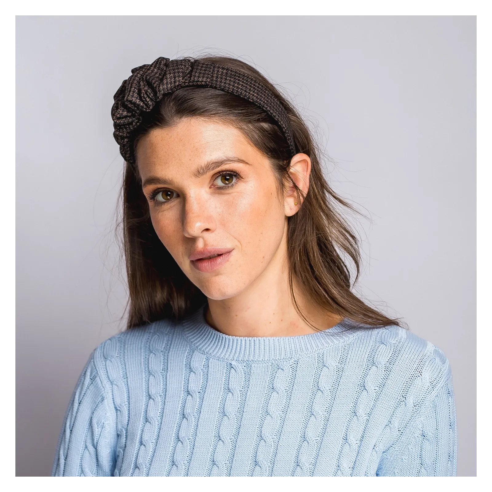 Opaska do włosów z marszczeniem w pepitkę