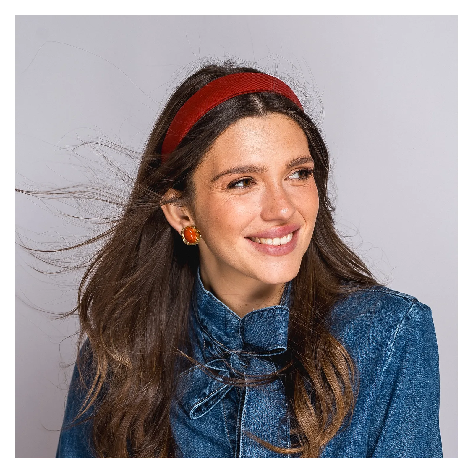 Gładka opaska w kolorze ceglanym