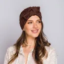 Turban z węzłem w kolorze czekoladowym