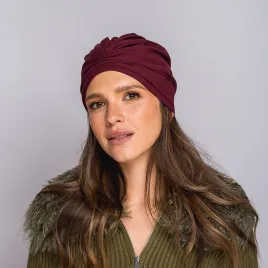 Elegancki Turban damski w kolorze burgundowym