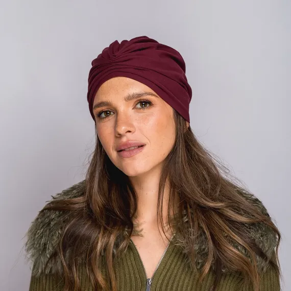 Elegancki Turban damski w kolorze burgundowym